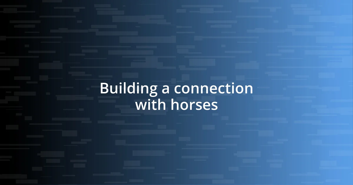 Building a connection with horses