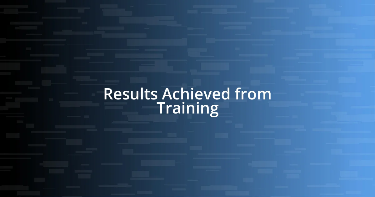 Results Achieved from Training