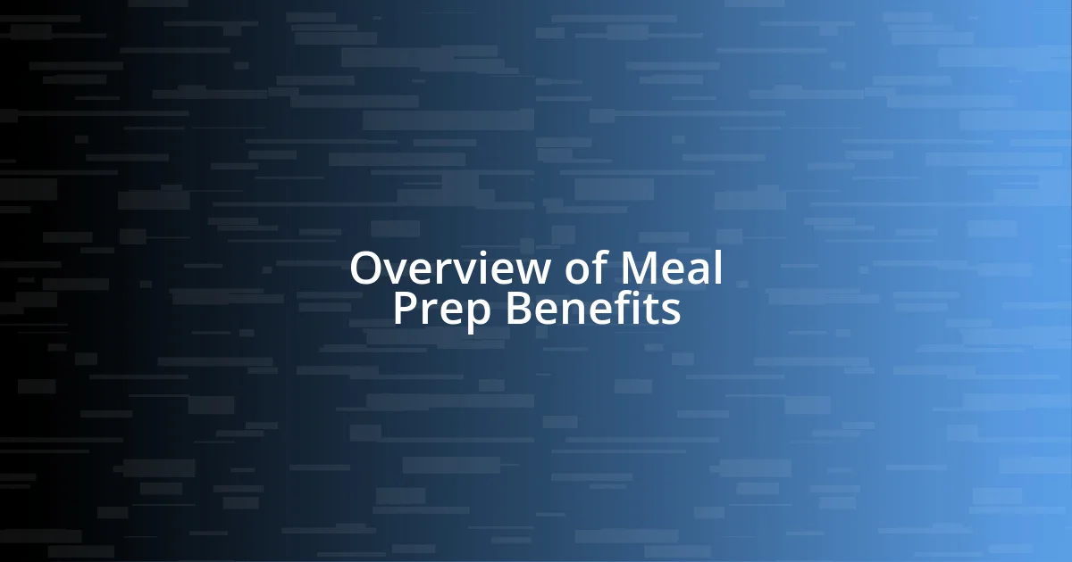 Overview of Meal Prep Benefits