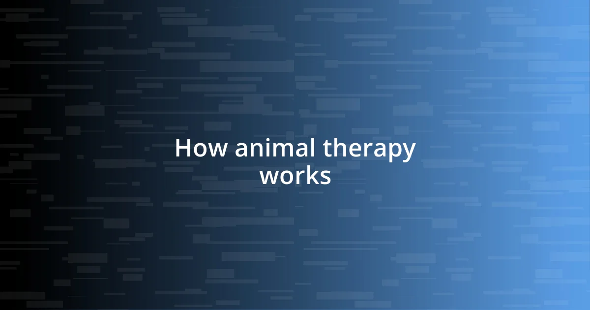 How animal therapy works