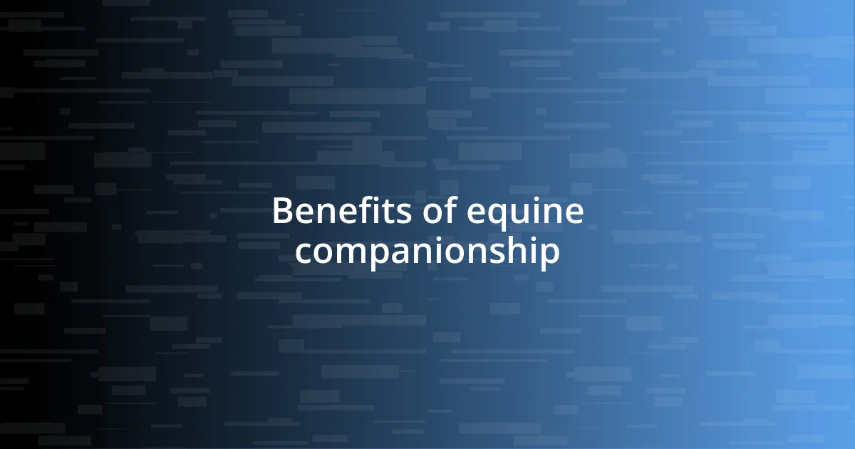 Benefits of equine companionship